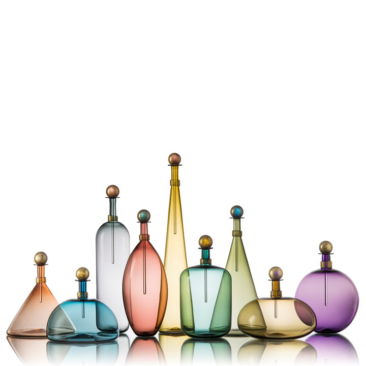 Picture of Hand Blown glass bottles in smoky colors