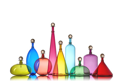 hand-blown glass in a rainbow of vibrant colors by Vetro Vero