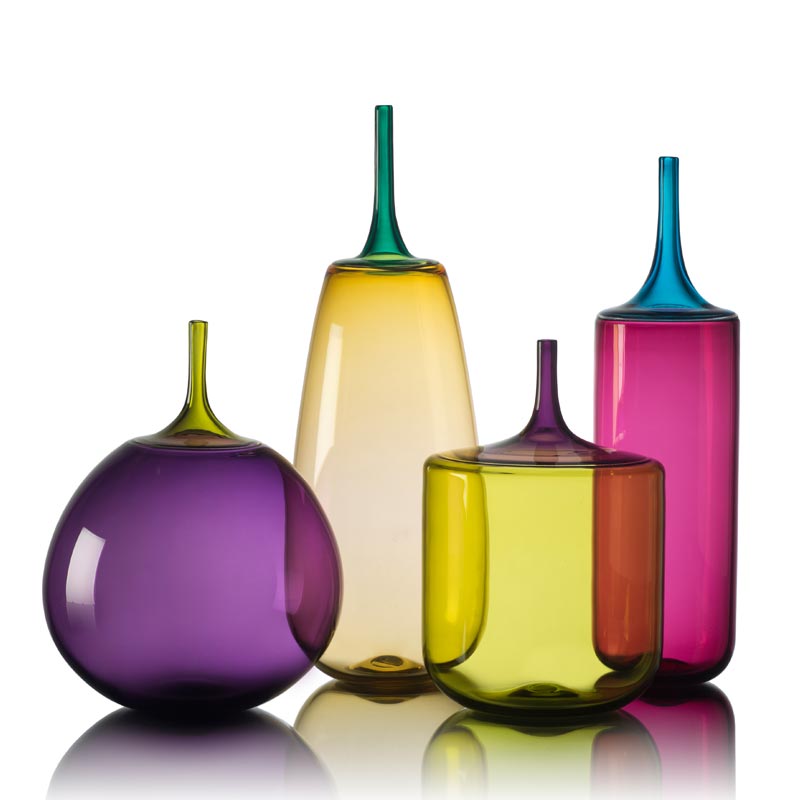 Contemporary art glass vases in needlenose designs