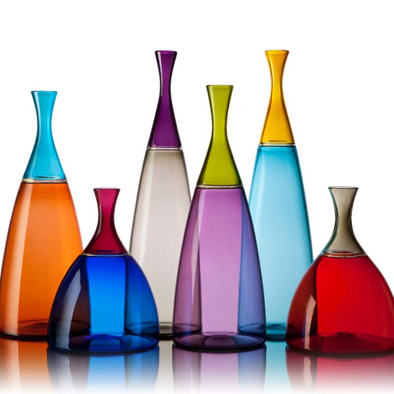 art glass vessels in vibrant handblown glass designs
