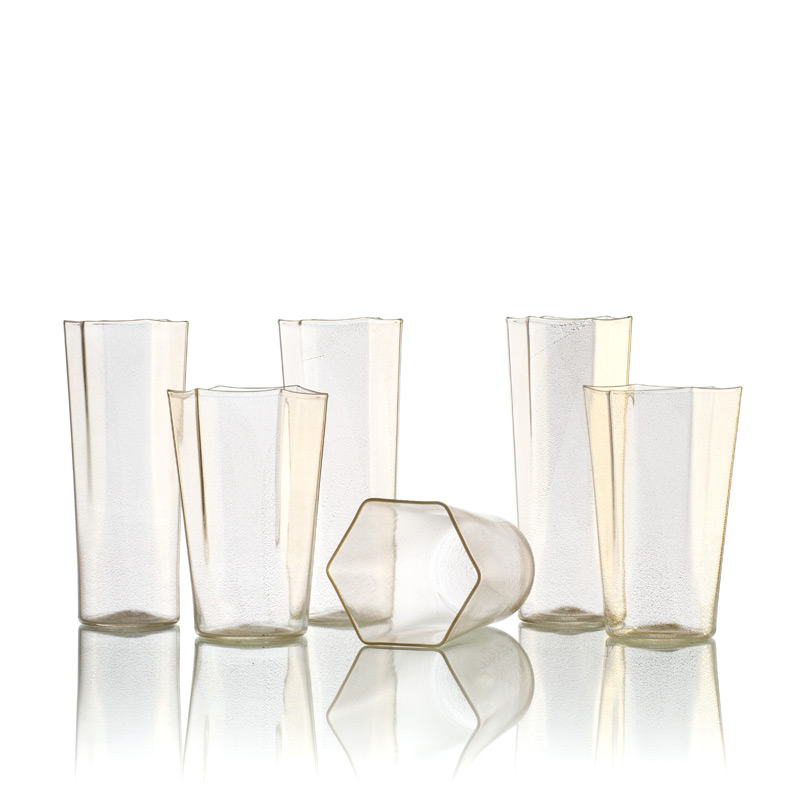Plastic Glasses - Gold Hexagonal Wine Goblets