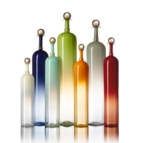 Ombre Color Bottles handblown glass by Vetro Vero www.vetrovero.com